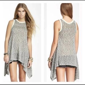 FREE PEOPLE ASYMMETRICAL TUNIC BEACH COVER UP SHEER MEDIUM BEES KNEES